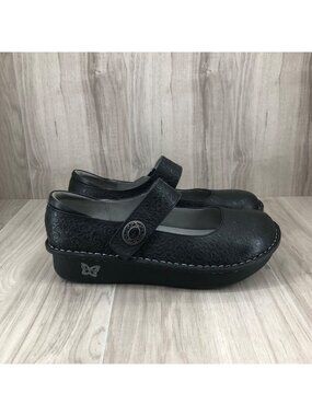 Alegria Mary Jane Shoes Womens EU 41 Paloma Black Leather Hook and Loop Comfort